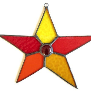 Star Suncatcher, Red Window Hanging, Stained Glass Sun Catcher image 5