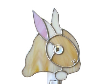 Bunny Rabbit Night Light, Nursery Stained Glass Night Light