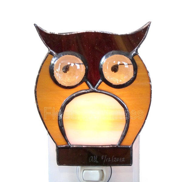 Retro Owl Stained Glass Night Light, Child Nursery Nightlight