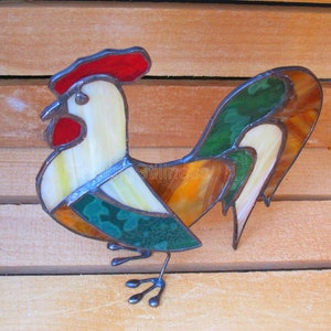 Stained Glass Rooster Rustic 3D Ornament Stand-Up image 4