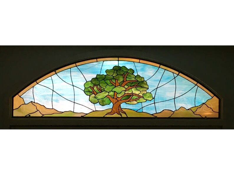 LARGE Tree Stained Glass Transom CUSTOM Tree of Life Window Panel - Local Delivery ONLY image 2
