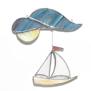 Sailboat Stained Glass Suncatcher Sailing Decor image 1