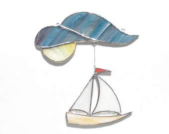 Sailboat Stained Glass Suncatcher Sailing Decor