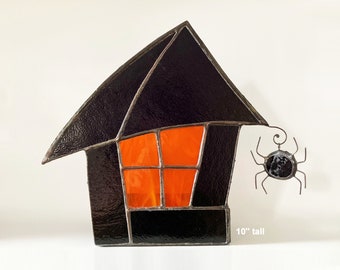 Halloween Decor Large Stained Glass Candle Holder Haunted House Gift