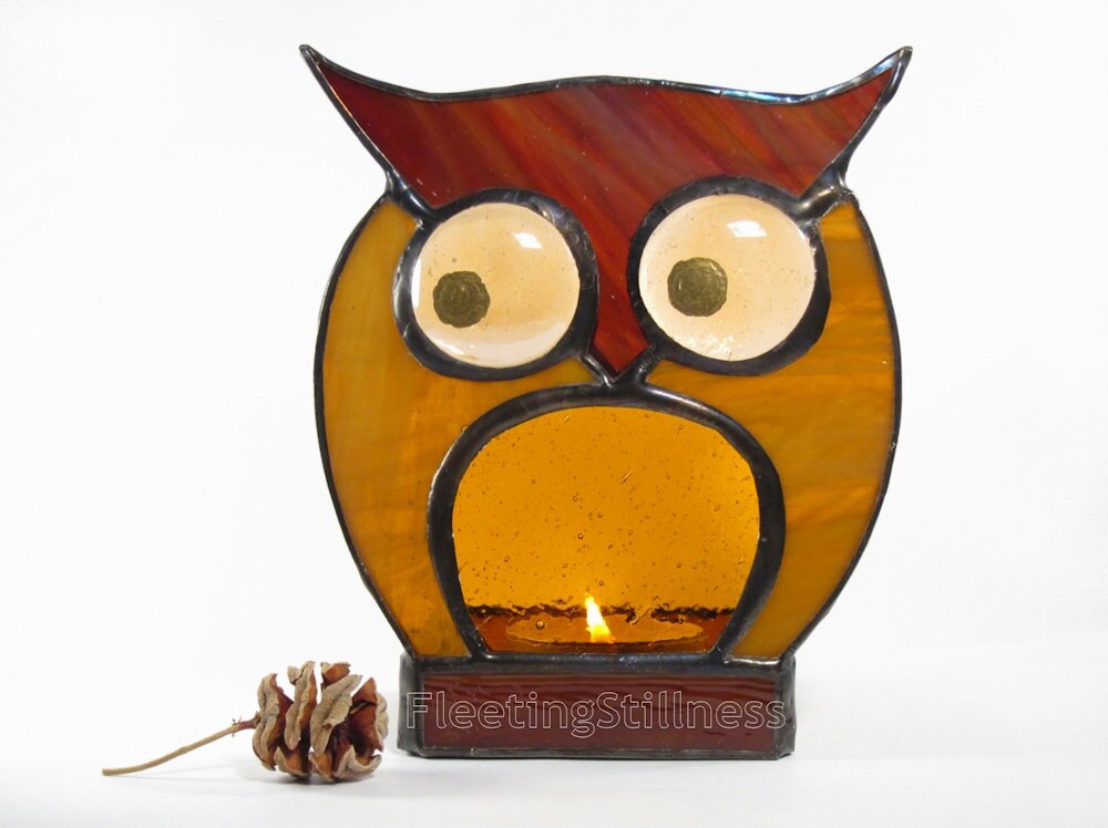 PDF Pattern for Stained Glass Owl Candle Holder Etsy
