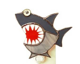 Shark Night Light Stained Glass