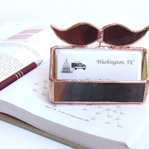 Business Card Holder Stained Glass Mustache for Him Office image 1