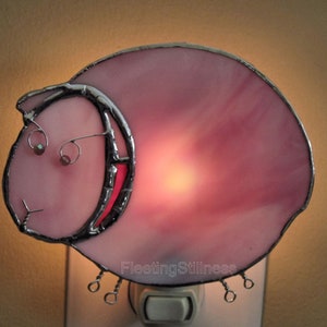 Pink Sheep Night Light, Child Stained Glass Nursery Night Light Gift image 3