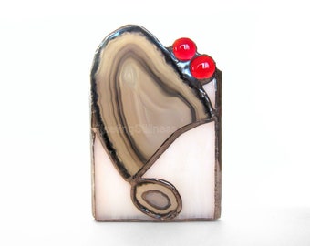 Pencil Holder Stained Glass with Agate Geode Gift
