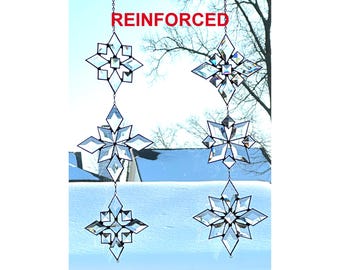 Star Beveled Suncatcher SET of 6 Reinforced, Snowflake Christmas Home Decor