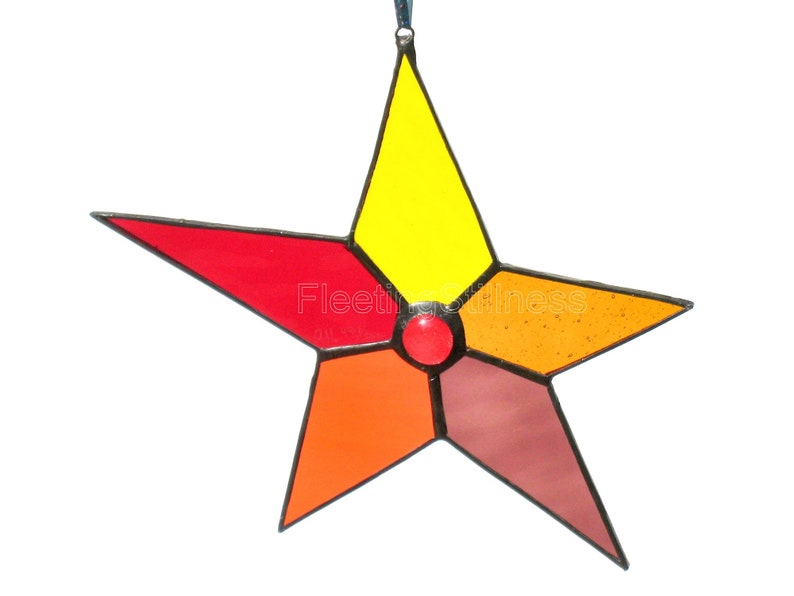 Star Suncatcher, Red Window Hanging, Stained Glass Sun Catcher image 4