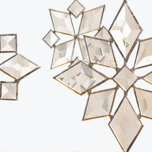 Star Sun Catcher SET of 3, Gift Beveled Glass Snowflake Window Hanging Gift image 1