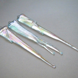 3 Glass Icicles Christmas Ornament Sun Catcher Winter Holidays Home Decor