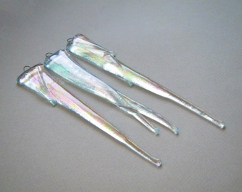 3 Glass Icicles Christmas Ornament Sun Catcher Gift