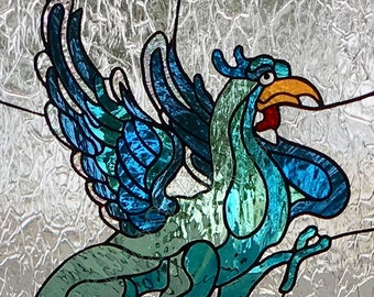 Dragon Stained Glass Panel Fantasy - Free Shipping in US