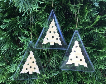 Gold Christmas Tree Fused Glass Ornament Gold Party Favor