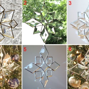 Star Beveled Suncatcher SET of 6, Beveled Glass Snowflake, Window Hanging Gift image 6