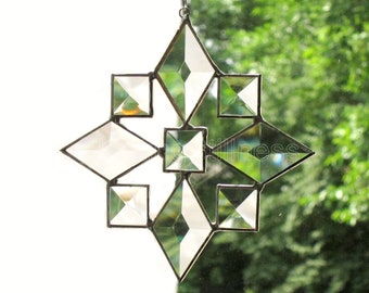 Beveled Glass Star Sun Catcher Snowflake Christmas Gift Window Decor