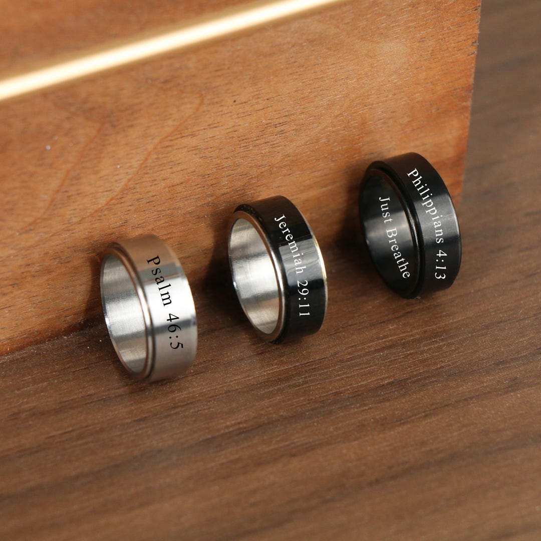 Bible Verse Spinner Ring, Christian Anxiety Ring, Engraved Scripture ...