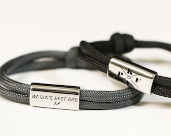 Bracciale famiglia - Bracciale uomo - Bracciale personalizzato con messaggio segreto inciso da uomo, braccialetto in corda da vela, incisione personalizzata