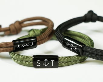 Braccialetto personalizzato da uomo, personalizzato con il testo desiderato, braccialetti da uomo, bracciale con incisione, braccialetto dell'amicizia, regalo per lui