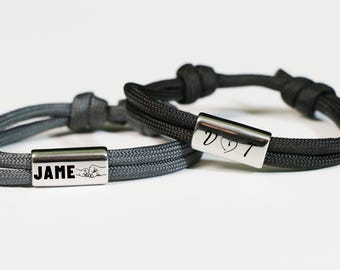 Braccialetto personalizzato con messaggio segreto inciso da uomo, braccialetto in corda da vela, braccialetto dell'amicizia, regalo per la festa del papà, regalo per lui, regalo di laurea