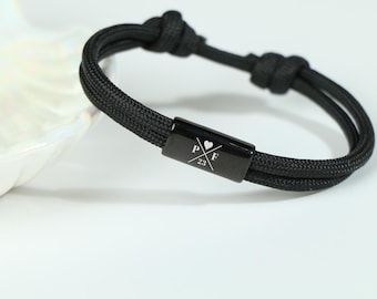 Bracciale da uomo, braccialetto personalizzato in corda da vela, braccialetto inciso per uomo e donna, braccialetto per partner, braccialetto da donna, regalo per fidanzato