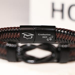 Personalised Graduation Leather Plaited Bracelet ,Personalized Graduation Gift,Gift for College Graduates,Graduation Gift,Engraved Name&Date