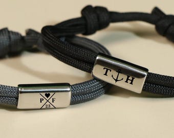 Bracciale da uomo personalizzato con incisione, idea regalo per la festa del papà, braccialetto da surfista inciso, braccialetto dell'amicizia, regalo personalizzato per lui, regalo da uomo
