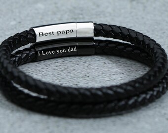 Personalized Leather Bracelet, Engraved Men's Name Bracelet,Custom Bracelet for men,Engraved  Bracelet for dad,gift for dad,Fathers day Gift