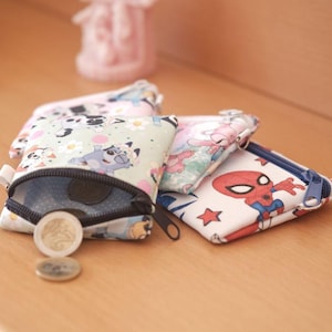 Mini Kids Coin Purse | Cute Cartoon Fabric Wallet | Small Zipper Pouch | Keychain Charm Pocket Storage | Tiny Coin Bag | Gift for Children