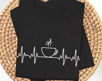 Camiseta Coffee Heartbeat: Bella, adicta a la cafeína + camiseta de lona