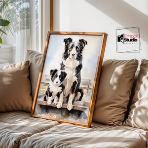 Border Collie Welpe Aquarell Druck: Hundeliebhaber Wandkunst (Digitaler Download)