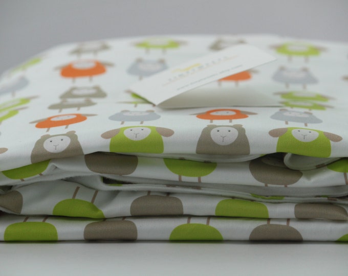 Orange and Green Nursery Bedding Sheep Toddler Blanket Sheep Baby Bedding Crib Blanket Organic Sheep Baby Blanket Day Care Blanket