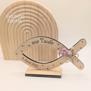 Fichier laser SVG l Poisson pour les occasions d'église l Baptême l Confirmation l Communion cadeau en espèces 3 mm l Support fichier SVG