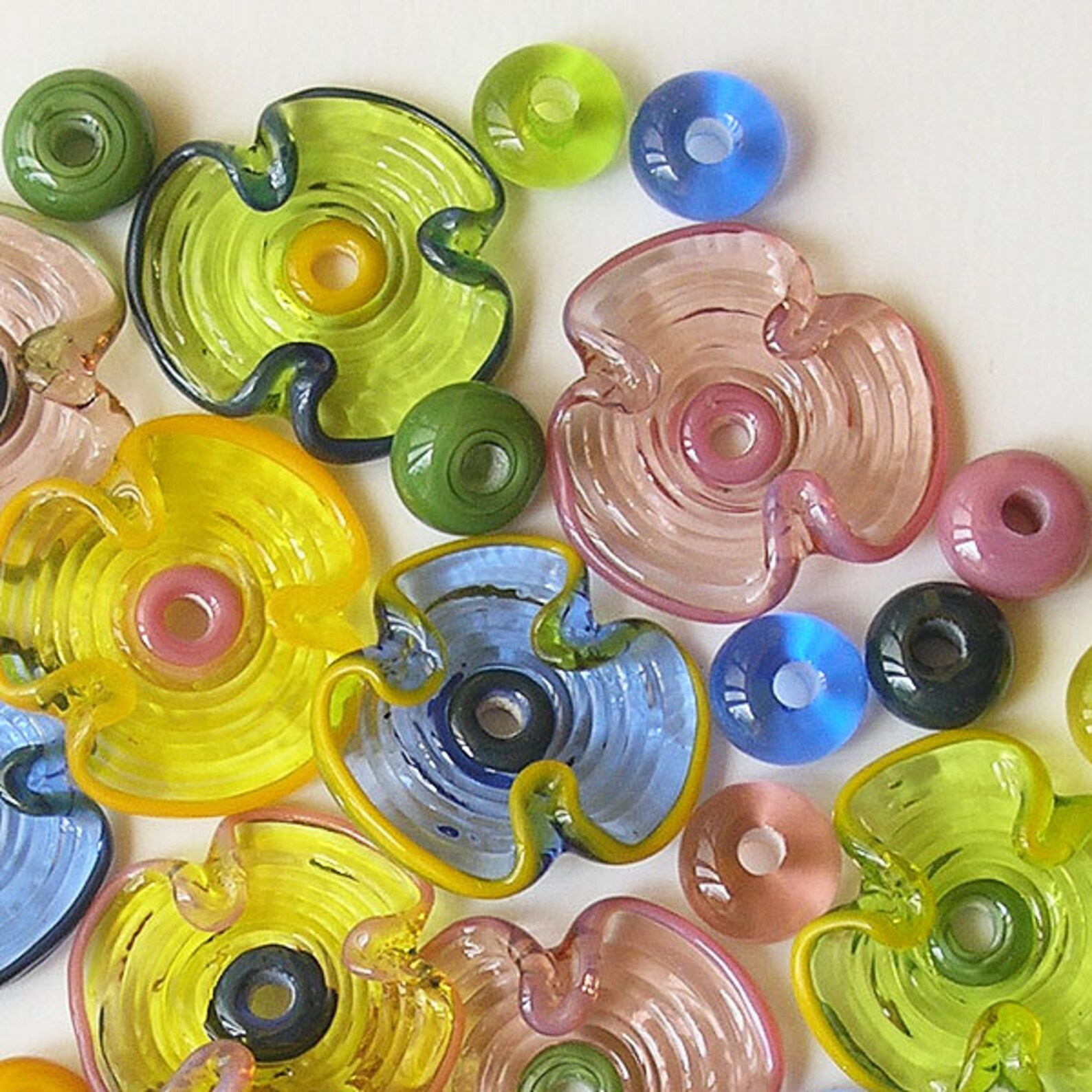 Lampwork Flower Glass Beads FREE SHIPPING Set of Handmade Etsy