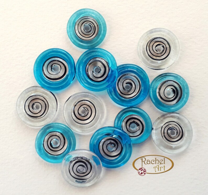 Turquoise Glass Disc Beads FREE SHIPPING Handmade Lampwork Etsy