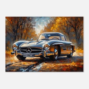 Mercedes 300SL Gullwing Poster Art Print Classic Car Wall Decor for Car Enthusiasts & Collectors Office Home Decor Gift Premium Matte Paper
