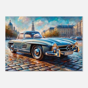 Mercedes 300SL Gullwing Poster Art Print for Car Enthusiasts Car Lovers Classic Vintage Car Ideal Gift Home Office Décor Premium Matte Paper