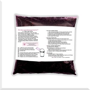Back of an Aspiring Ashes Share-Pack bag with printed directions for blending 1 to 2 cups of cremation ashes, outdoor burial, flower pots, trenching and scattering after the recommended preparation period.