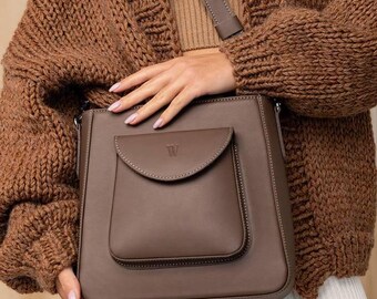 Leather Shoulder Bag for Everyday, Soft Leather Crossbody Bag for Women, Handmade Leather Bag, Gift for Women, Available in 3 colors