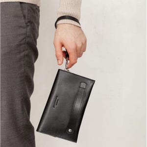Cartera de cuero para hombre, organizador para hombre, bolso de muñeca de cuero flor, monedero personalizado, regalo de aniversario para él, regalo personalizado