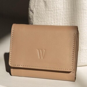 Cartera de cuero para mujer, Cartera de cuero para mujer, Cartera pequeña de cuero para mujer, Tarjetero, Cartera personalizada, Cartera fina, Regalo para el tercer aniversario