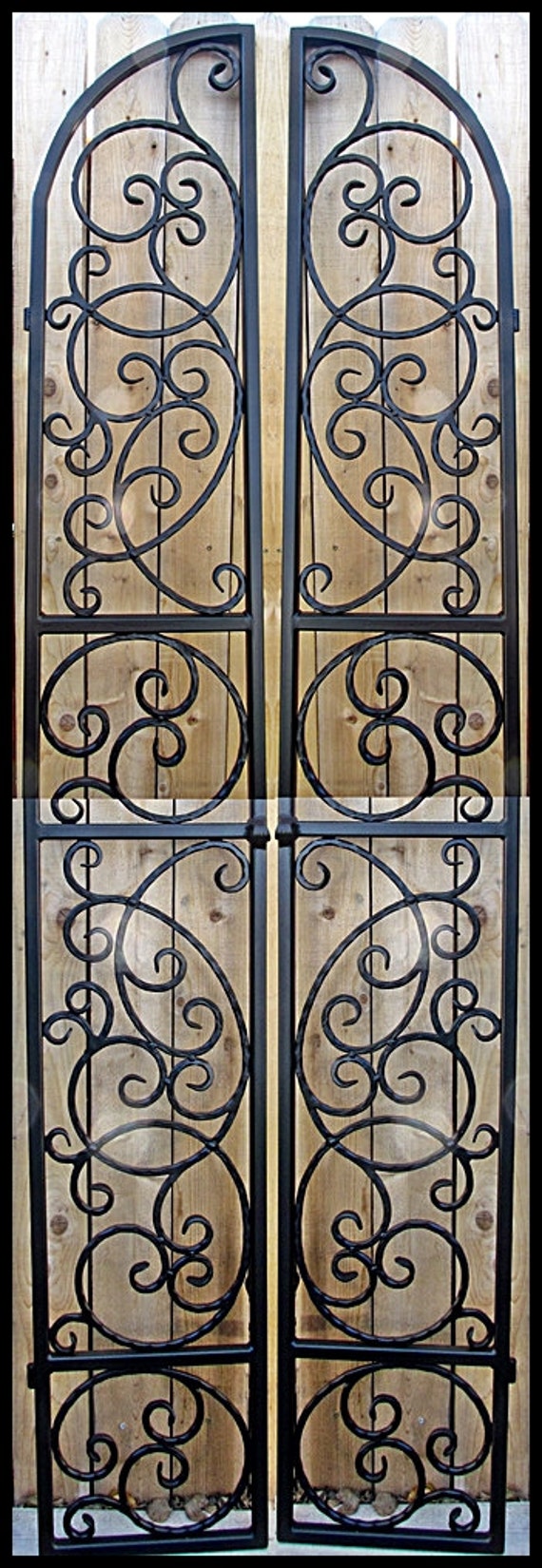 Winery Vineyard Heavy Scalloped Scroll Wrought Iron Wine Cellar Door Gate