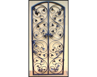 Iron Scrolled Leaf & Grape Iron Wine Cellar Door - 30 by 80 inches - Handmade in the USA. Heavy Duty Old School Artistic Ironwork