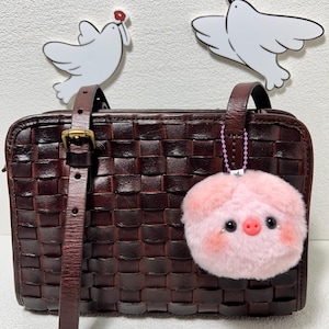 Handmade Plush Pig Keychain | Cute Fuzzy Piggy Bag Charm | Soft and Fluffy Keychain Gift | Kawaii Animal  | Unique Handmade Accessory