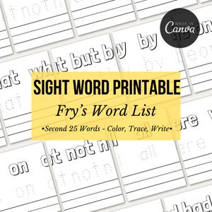 Sight Word Printable, Fry&#39;s Sight Word List, Second 25 Sight Words, Printable Sight Words, Sight Words Coloring Sheet, Sight Words Tracing
