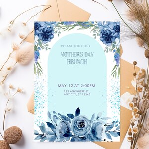 Tarjeta editable para el Día de la Madre / Plantilla de Canva / Brunch del Día de la Madre / Tarjeta de felicitación personalizable / Descarga digital / Tarjeta imprimible de 5x7