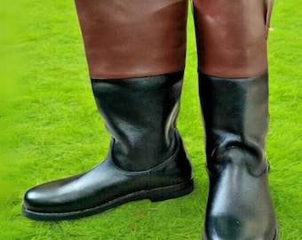 Leather Colonial Riding Boots: Revolutionary Style Men's Long Boots
