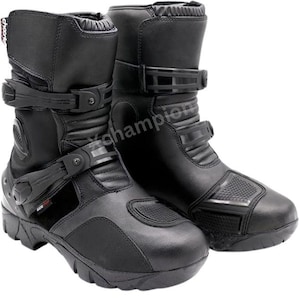 Men’s Leather Adventure Motorcycle Boots – Waterproof Touring Biker Boots, Slip-Resistant Protective Riding Footwear